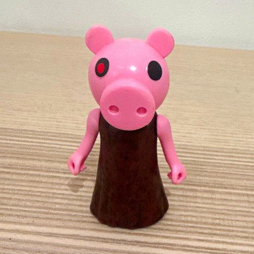 Pink pig character action - pink,